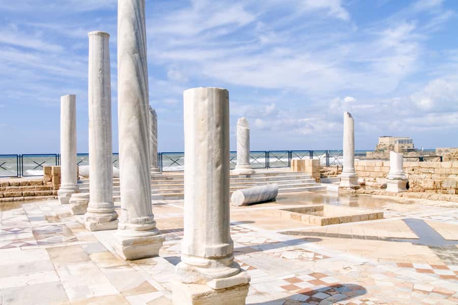 From Tel Aviv: Caesarea, Haifa and Akko Day Trip - Caesarea: Roman stones beside the sea